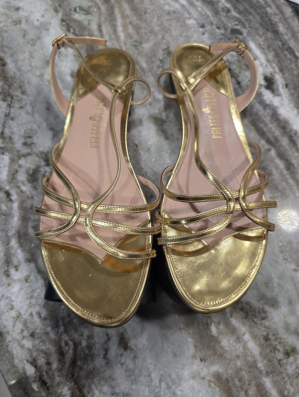 PALTER DeLISO Rio Grand Metallic Gold Strappy Flat Sandals Made in Italy EU 40